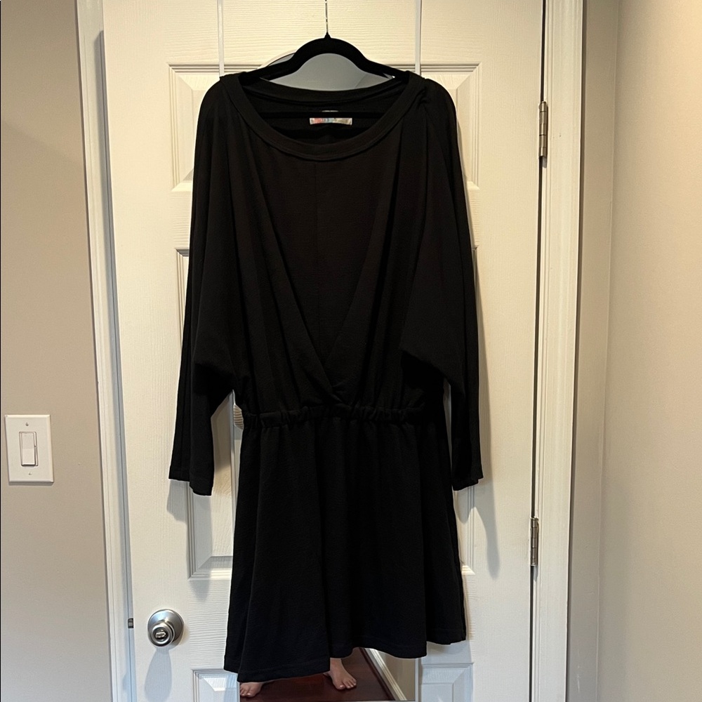 Free People Black Long Sleeve Front Twist Dress